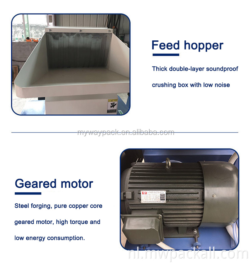 Huishoudelijke plastic verpletterende machine vlok type mes plastic afval PET-fles recycling crusher shredder: